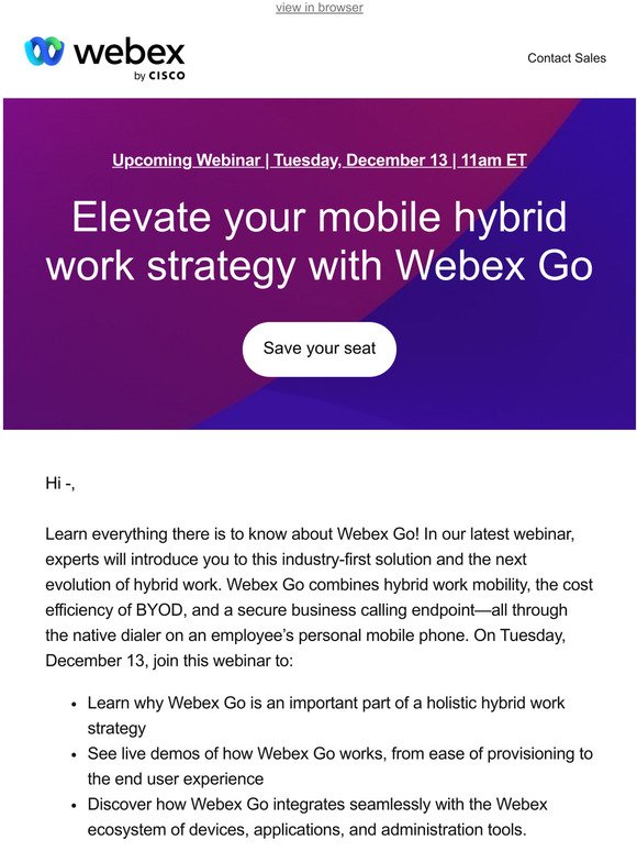 Webinar | The future of mobility and hybrid work is now: Webex Go