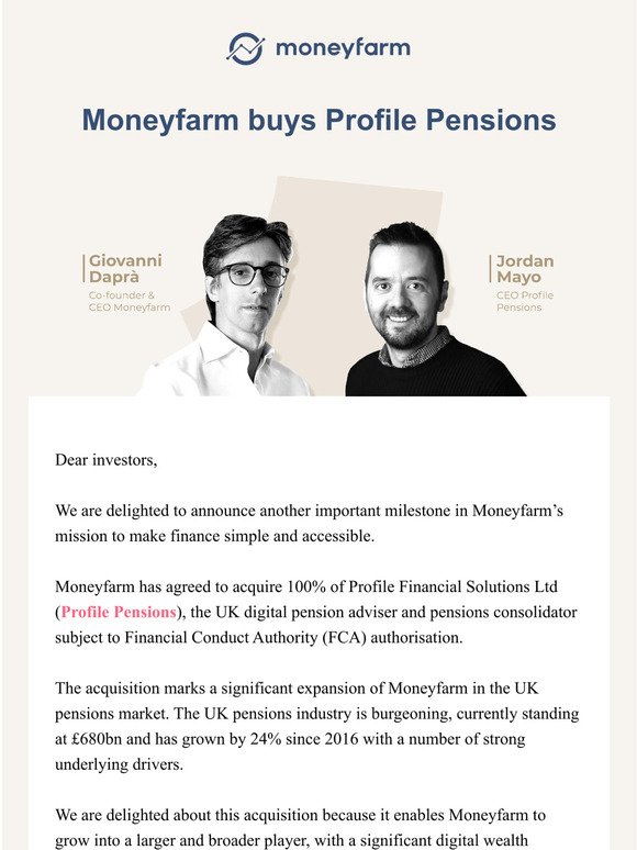 Moneyfarm buys Profile Pensions