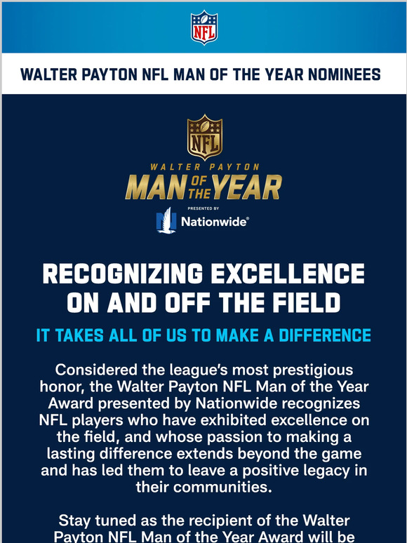 NFL Your Nominees for the Walter Payton NFL Man of the Year Milled