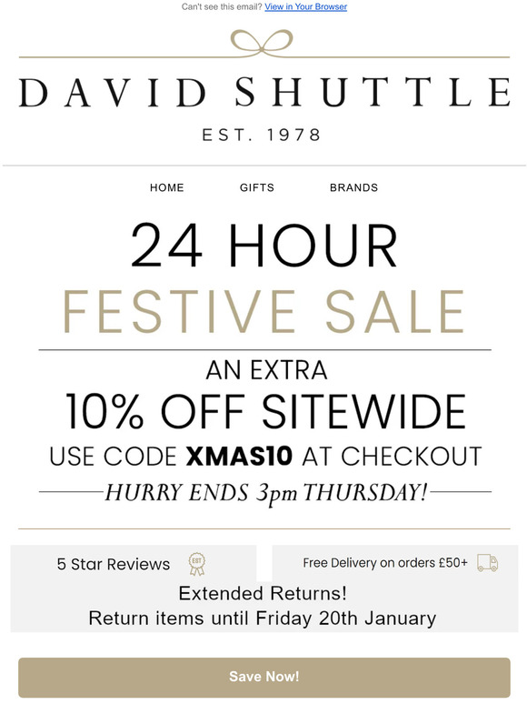 10% off Everything - 24 Hour Festive Sale 🥳🎁🎄