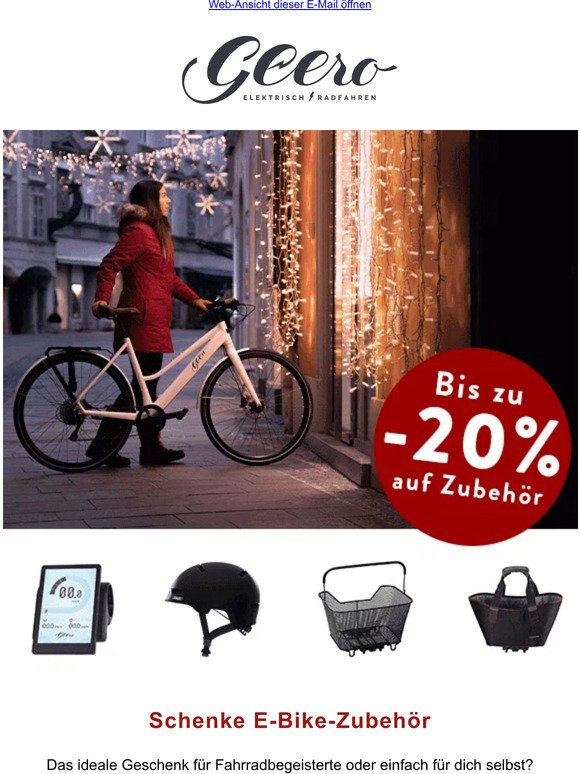 Spare bis zu 20% auf Zubehör ⚡ für dein Geero E-Bike!