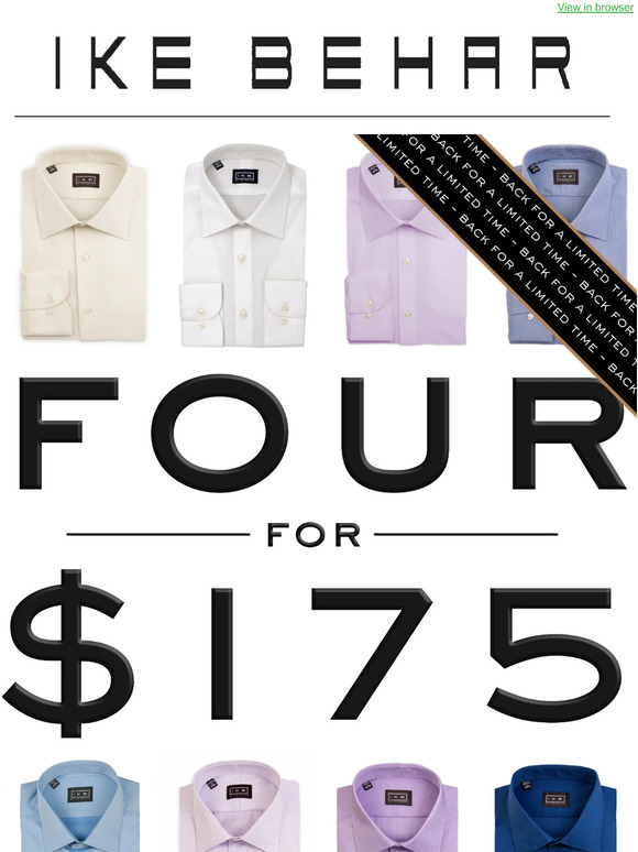 4 "Ike" by Ike Behar for $175 is BACK on ikebehar.com