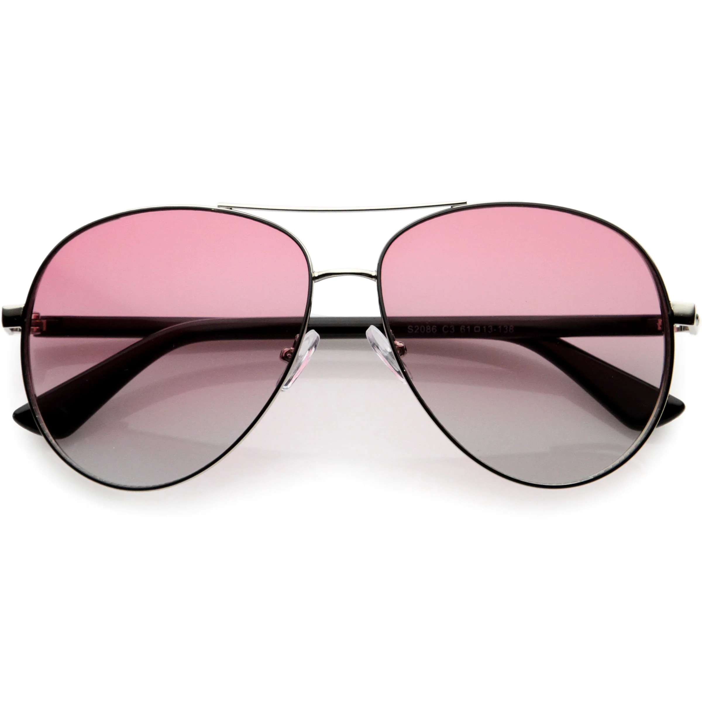 Image of Luxe Oversize Pilot Two-Tone Double Metal Side Cover Cut Out Aviator Sunglasses D054