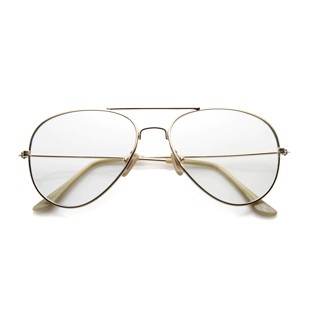 Image of Retro Full Metal Aviator Sunglasses With Clear Lenses Glasses 9591