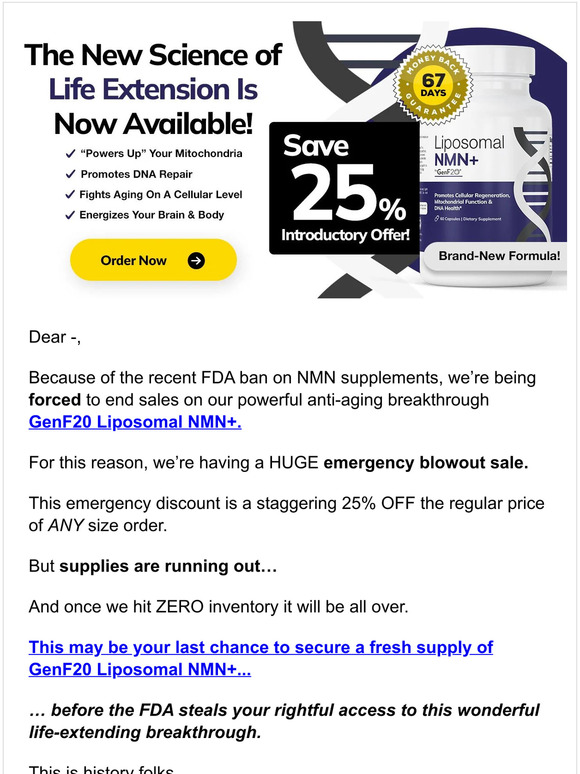 Leading Edge Health Secure your NMN supply before the FDA ban! Milled