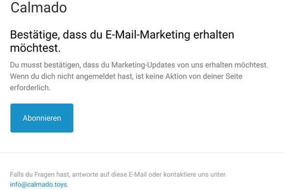 Bestätige, dass du E-Mail-Marketing erhalten möchtest.
