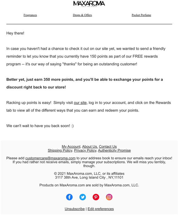 You're SO Close to Earning a Discount at our Store!