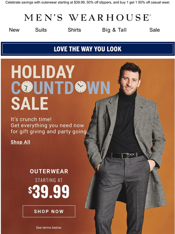 Men's Wearhouse The Holiday Countdown Sale ends SOON Milled