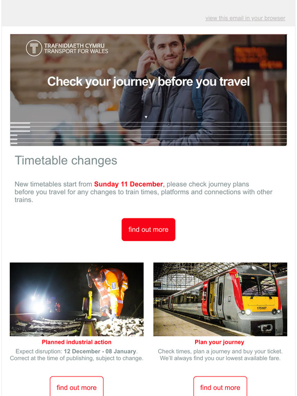 Timetable changes in December 2022
