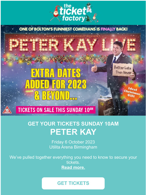 The Ticket Factory Peter Kay adds additional Birmingham date 🎫