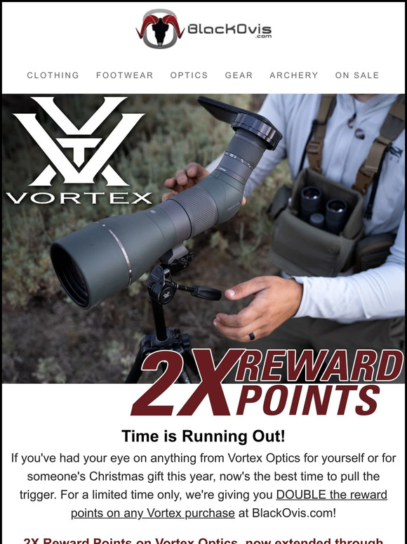 BlackOvis.com: The Gift of 2X Reward Points on VORTEX is ending! | Milled