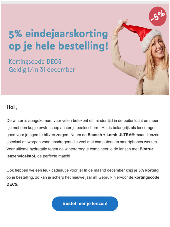 5% eindejaarskorting op je lenzen 🎁 + de perfecte match!