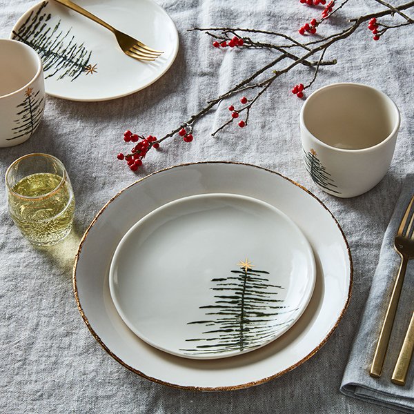 Handmade Holiday Tree Plate & Tumbler Set