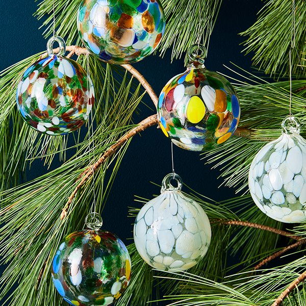 Handblown Confetti Glass Ornaments