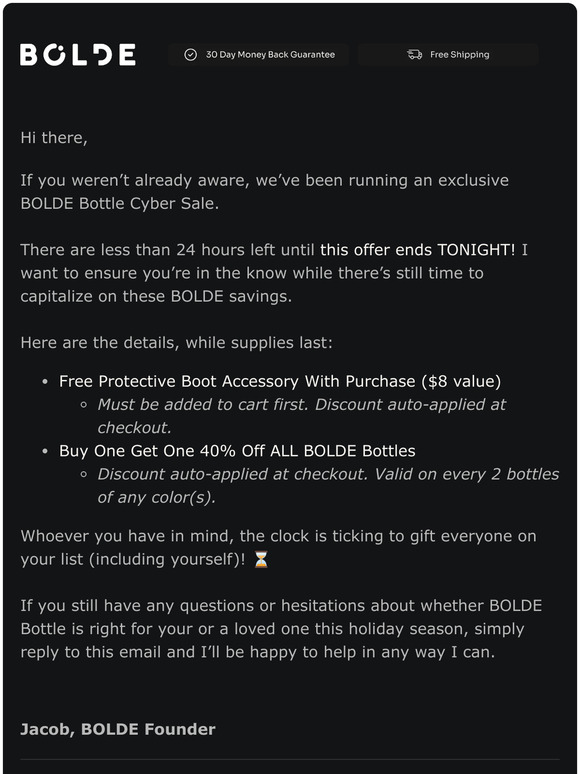 BOLDE Bottle: SAVE $40+ • Black Friday Ending SOON!