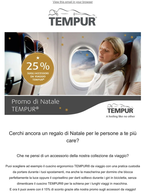 Regala un accessorio TEMPUR® da viaggio & risparmia!