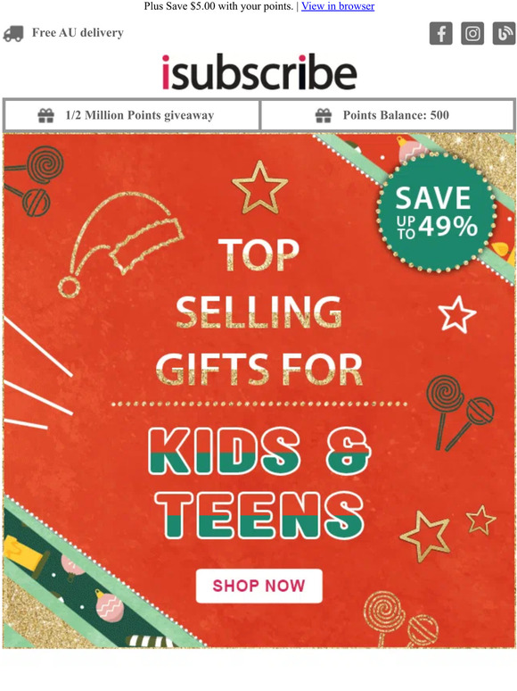 This weekend only, up to 49% off gifts for kids & teens