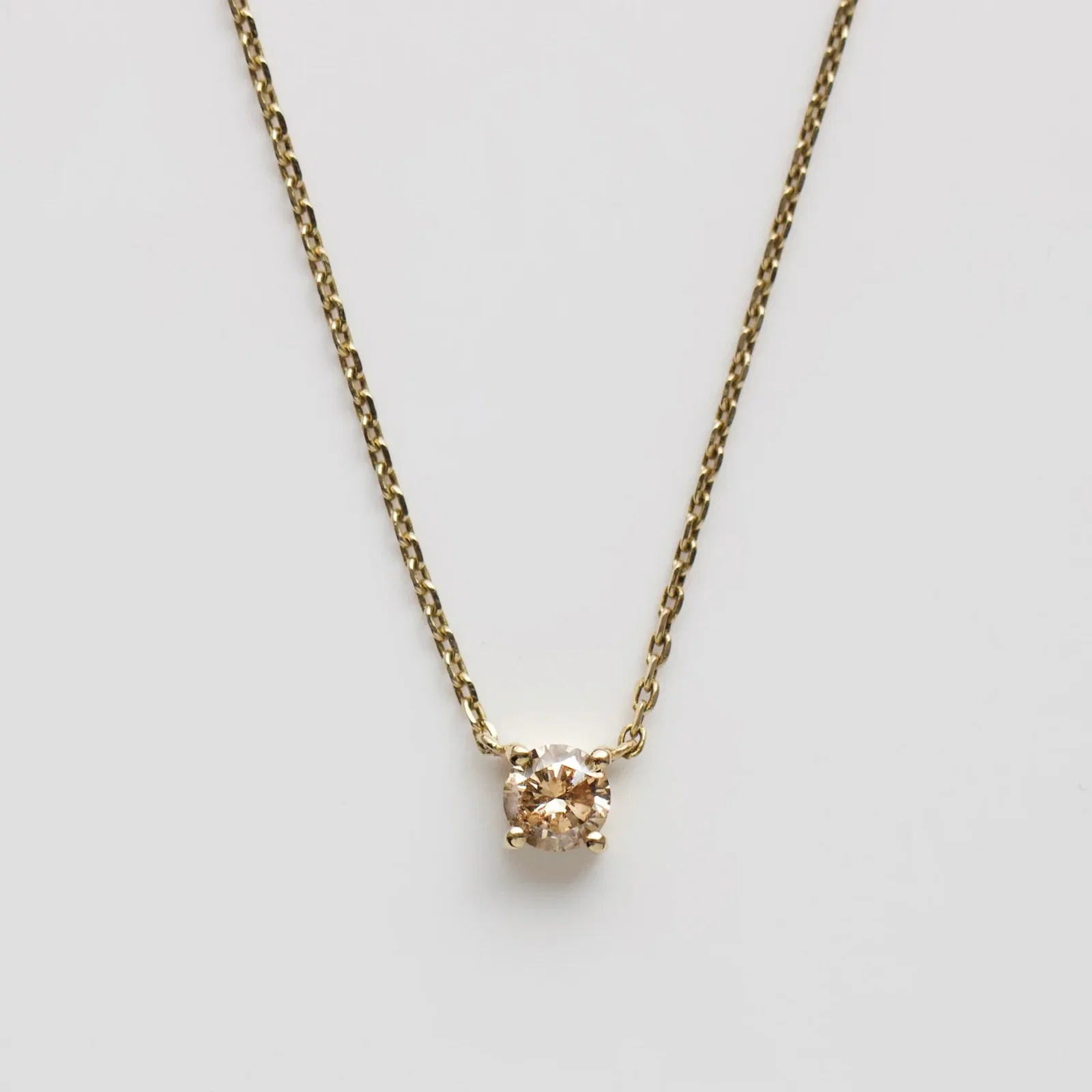 Image of Champagne Diamond Solitaire Necklace