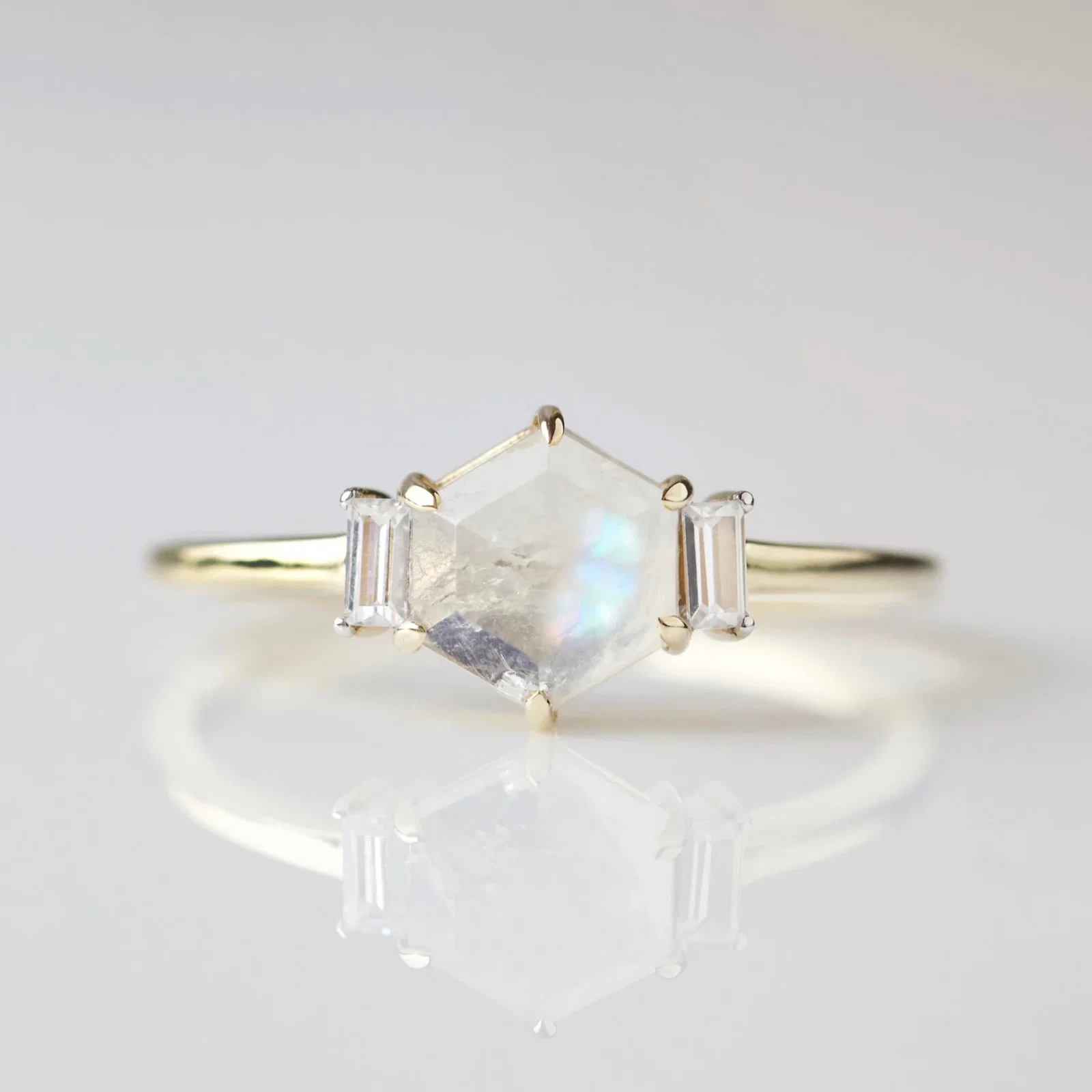 Image of Belle Hexagon Moonstone Ring
