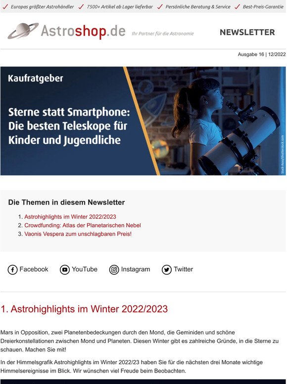 🔭Astrohighlights im Winter / Atlas der Planetarischen Nebel / Vaonis Vespera zum unschlagbaren Preis!🌖