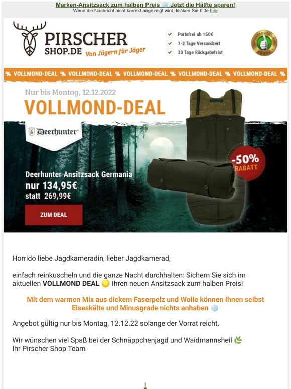 🌕 50% auf Ansitzsack von Deerhunter