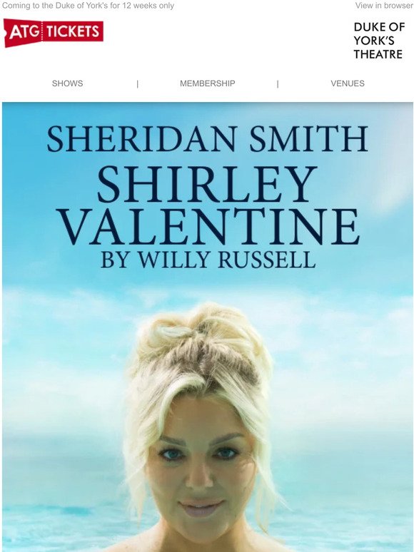 ON SALE | Sheridan Smith in Shirley Valentine