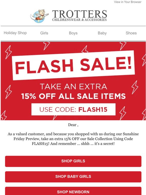 Take an Extra 15% OFF Sale