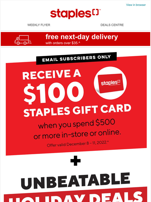 Staples Print & Marketing Receive a 100 Staples gift card!* Milled