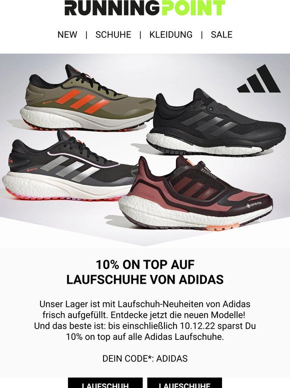 ADIDAS SPECIAL: spare 10% on top auf alle Laufschuhe