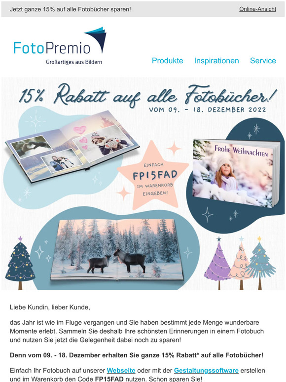 ❄︎ 15% Rabatt auf alle Fotobücher ❄︎