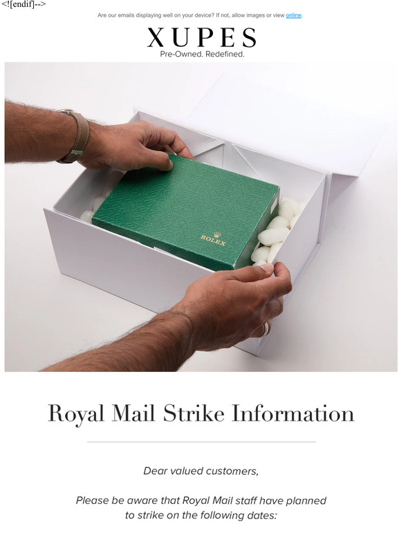 Xupes Important Notice Royal Mail Strike Information & Christmas