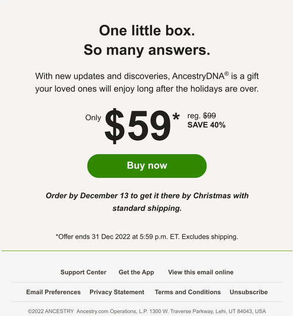 Get $40 off AncestryDNA (order now for on-time arrival) 🚚