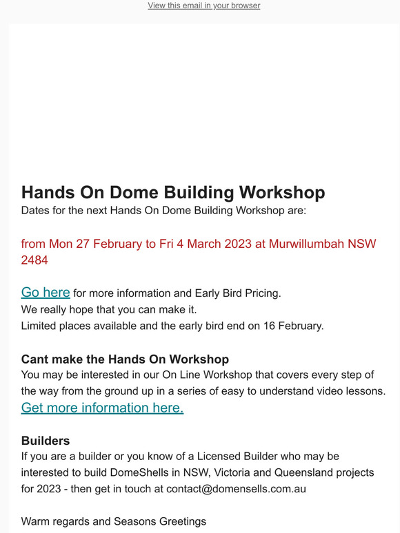 Next Hands On Dome Building Workshop