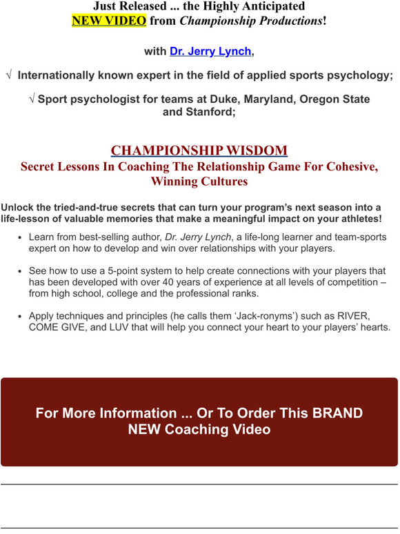 Championship Productions, Inc. Highly Anticipated NEW VIDEO