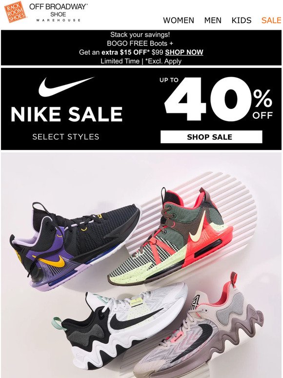 Whoa! Up to 40% OFF Nike styles 😲