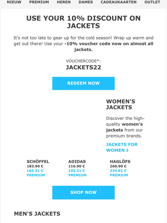 Get -10% off jackets now