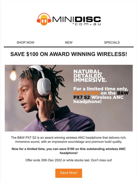 SAVE $100 on Bowers & Wilkins PX7 S2 Wireless ANC Headphones!