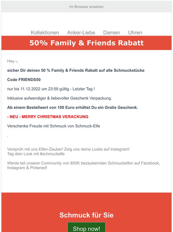 - 50% Rabatt FAMILY & FRIENDS Last Day !