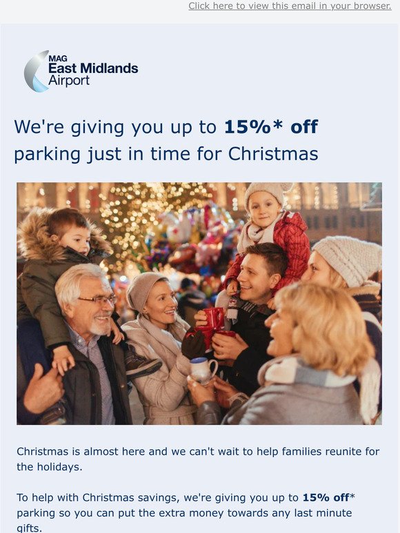 We're gifting you up to 15% off* parking this Christmas