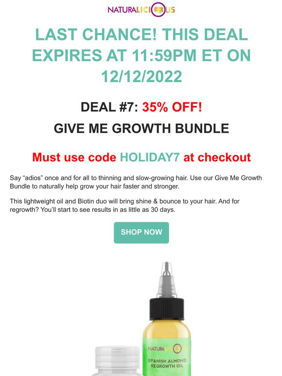 Day 7: Wild Hair Growth Bundle for 35% off