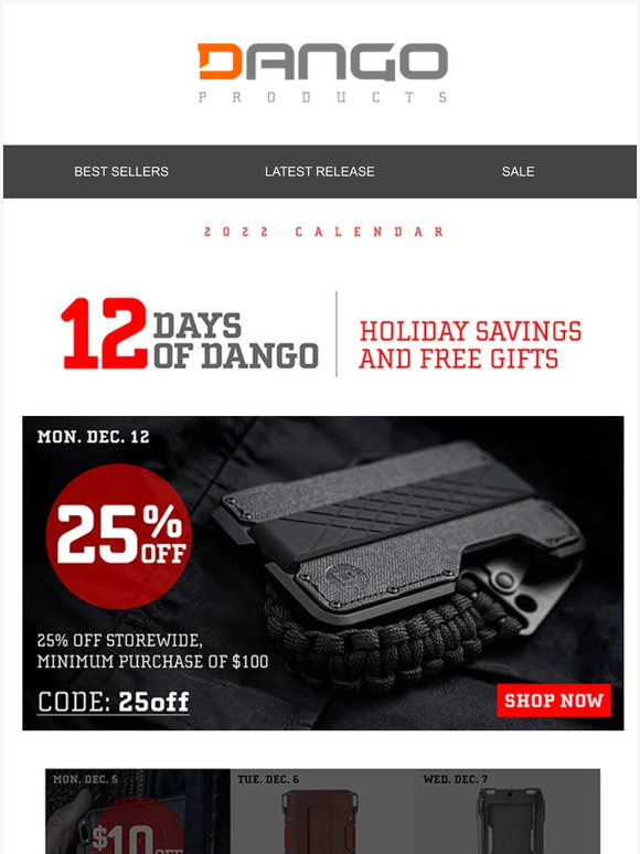 🔔🎁 8th Day of Dango - 25% off - $100 Min - code: 25off