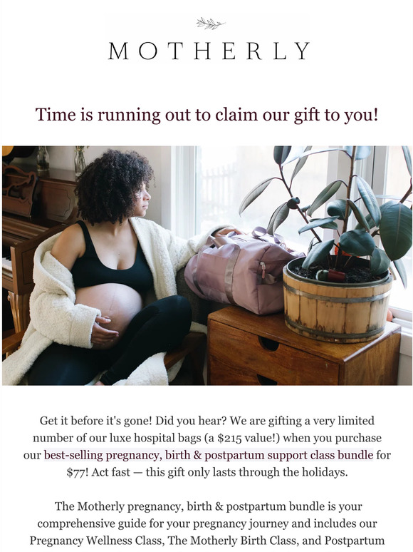 Motherly - Did you hear? We're celebrating our 7th anniversary by giving  you our luxe hospital bag kit with your purchase of Motherly's best selling  pregnancy, birth & postpartum support bundle class