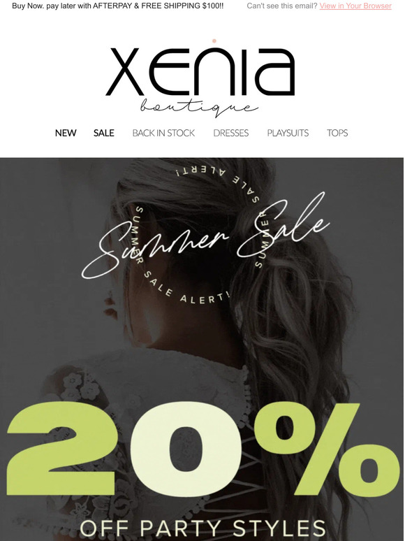 20% OFF PARTY STYLES  🤍 DON'T MISS OUT!