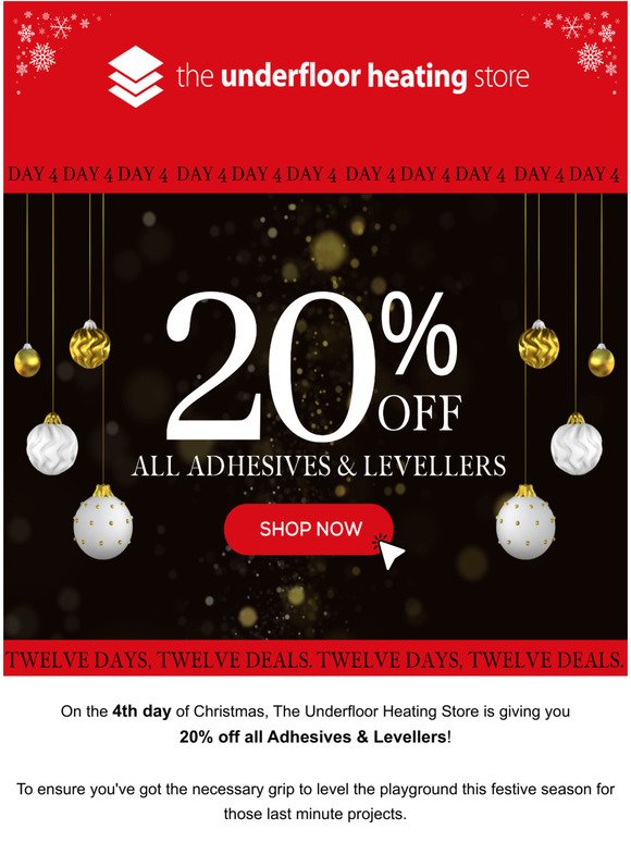 DAY 4 - 20% off all Adhesives and Levellers! 📢