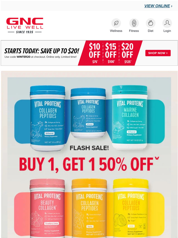 GNC Flash Sale! ⚡ Vital Proteins BOGO 50 Off! Milled