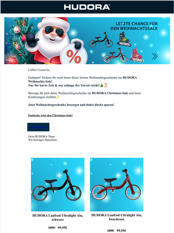 Endspurt! Letzte Chance für den HUDORA Weihnachts-Sale 🎁🎅