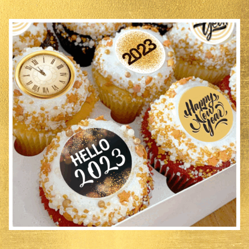 New Years Eve edible image cupcake toppers