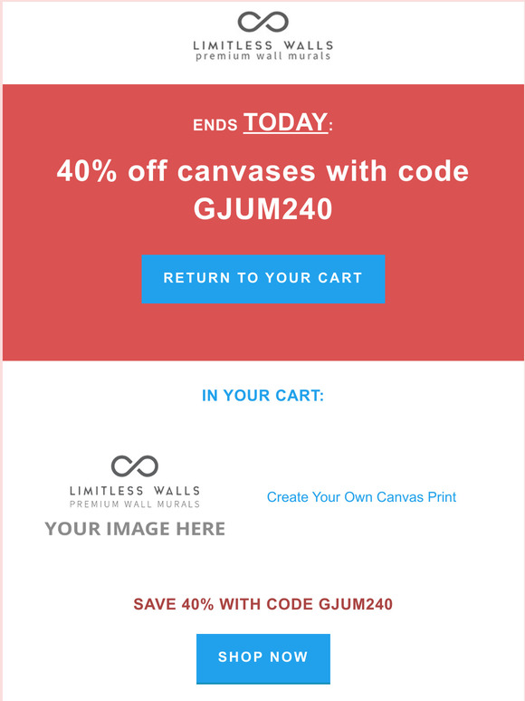 Final Offer: 40% off your canvas print ends today.