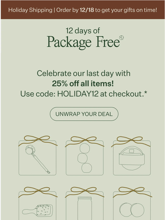 Package Free Shop 25 off All 12 Days of Package Free Milled