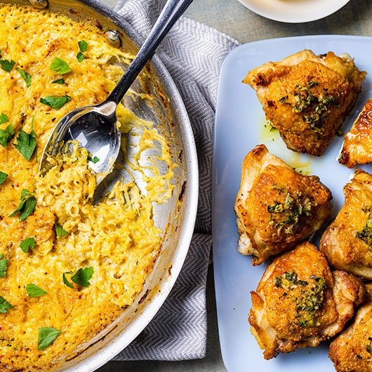 America's Test Kitchen Dinner Tonight Roasted Chicken Thighs with